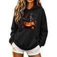 thumbnail image 3 of PNTUTB Fall Winter Women's Halloween Sweatshirt Long Sleeve Pullover Drawstring Hoodie Fashion Print Casual Loose Comfort Trendy Top with Pocket, 3 of 7