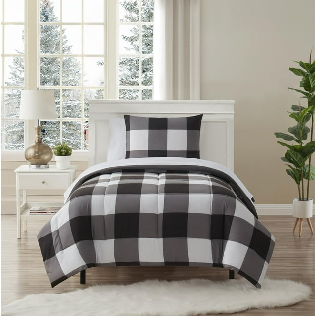 Juego de Edredón Sweet Home Collection de Tartán Buffalo para Cama Individual