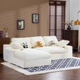 thumbnail image 2 of 98.4" Cloud Sectional Couch with L-Shape Chaise, Modern Upholstered Couches with Deep Seat, Corduroy Sponge Compressed Sofa for Living Room, Apartmrnt, White, 2 of 9