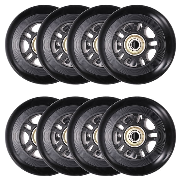 Uxcell Inline Skate Wheels with Bearings, Outdoor & Indoor Roller Skate Wheel Inline Skate Replacement ( 80mm, 8Pack, Black ) for Scooter