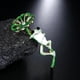 thumbnail image 5 of Broche de hoja de loto con diamantes de imitación y esmalte elegante, joyería de fiesta para dama Verde, 5 of 6