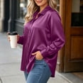 thumbnail image 5 of AKOEE Plus Size Shirts for Women Button Down Dressy Casual Soft Satin Long Sleeve XL-5X Lapel Collar Blouses (5XL, Purple), 5 of 8