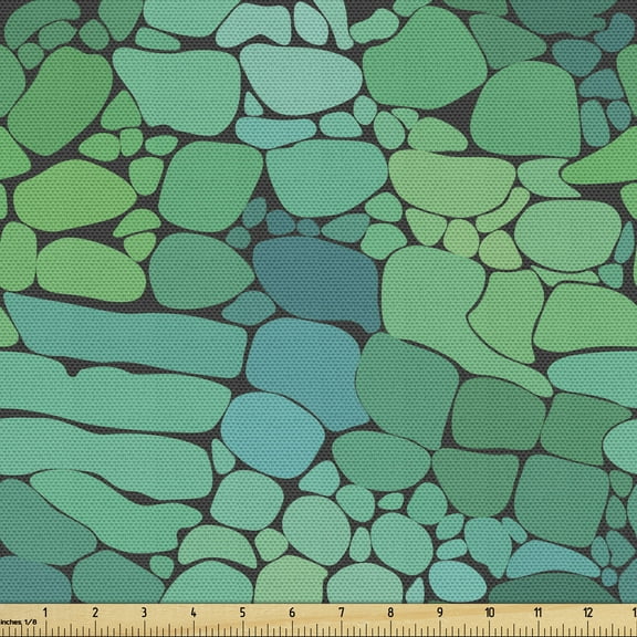 Ambesonne Alligator Fabric by the Yard Upholstery, Exotic Crocodile Skin, 3 Yards, Teal Sea Green and Black