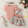 thumbnail image 4 of EnJoCho Elephant Baby Girl Girl Clothes Romper Floral Suspender Dress Ruffle Sleeve Outfit Jumpsuit Headband Set 0-18M Little Children Trendy Clothing Set 0-3 Months, 4 of 9