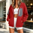 thumbnail image 3 of HomeDM Sweatshirt for Women Long Sleeve Full-Zip Hooded with Pocket Color Block Casual Outerwear, 3 of 8
