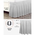 thumbnail image 3 of Gray Striped Wrap Around Bed Skirts for Queen Bed 18" Drop,Bed Skirt with Adjustable Elastic Belt Dust Ruffle Bed Valance for Bedroom Hotel Modern Minimalist Vertical Stripes Lines Bed Frame Cover, 3 of 7