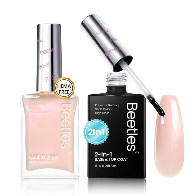 Set de esmaltes de uñas Beetles Pearl Pink Base & Top Coat, 15 ml