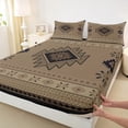 thumbnail image 3 of jejeloiu Western Tribal Queen Sheet Sets,Retro Aztec Geometric Flat Sheet,Brown Black Queen Fitted Sheet For Adult,Microfiber Bedroom Decor,4 Pieces, 3 of 7