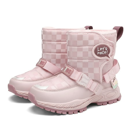 

Kids Snow Boots Boys Girls Warm Fur Lined Winter Boots Outdoor Waterproof Slip Resistant Lightweight Cold Weather Shoes