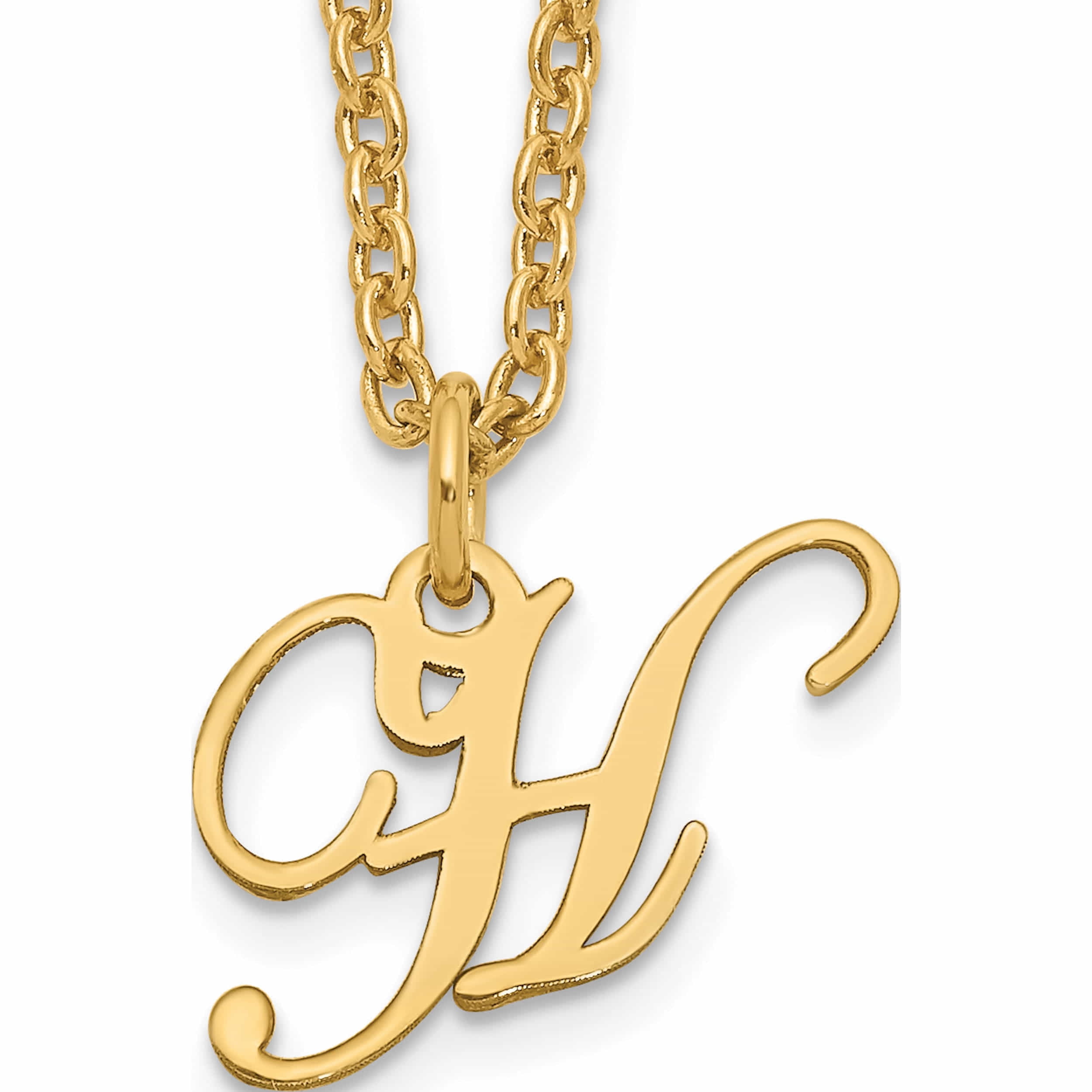 Ss/Gold Plated Sterling Silver GoldPlated Letter H Initial Necklace