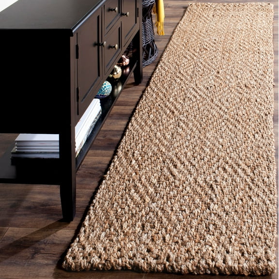 SAFAVIEH Natural Fiber Emory Geometric Jute Runner Rug, Natural, 2'3" x 12'