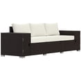 thumbnail image 2 of Outsunny Wicker Outdoor Couch with Storage, Thickened Cushions, 3 Seater Patio Sofa with Wide Armrests and Seat for Porch, Garden, Yard, Cream White, 2 of 9