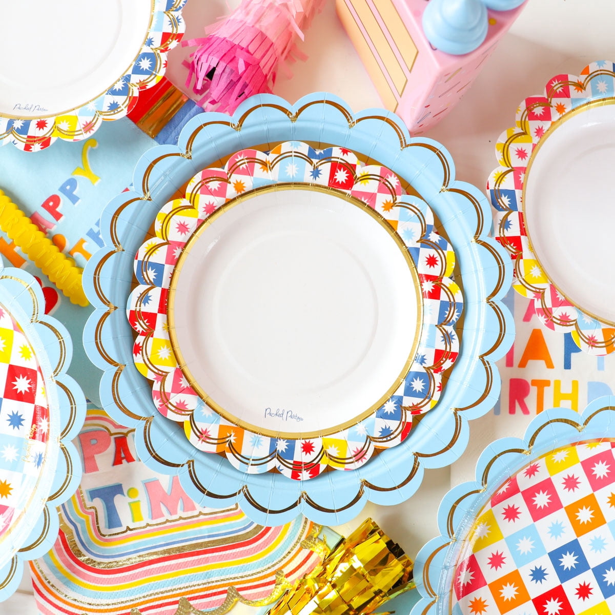 Packed Party "Check It Out" Multicolor 9" Dinner Plates, 10 CT