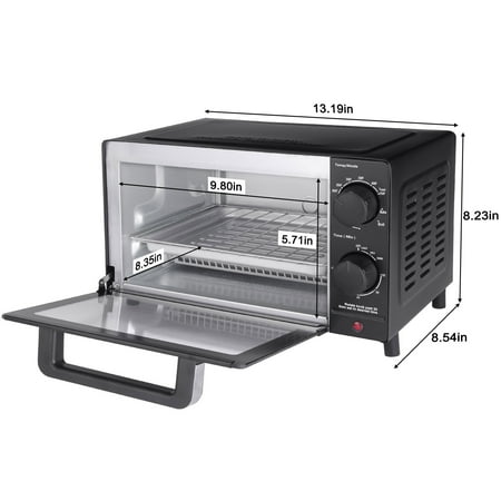 Mainstays 4-Slice Countertop Toaster Oven with 3 Settings, Includes Baking Rack and Pan, Black, New