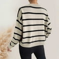 thumbnail image 4 of Ediodpoh Women Fashion Casual Long Sleeve Knit Sweater Lightweight Stripe Pullover Sweater Top Womens Sweaters Khaki M, 4 of 8