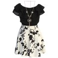 thumbnail image 4 of Cold Shoulder Crop Top Ruffle Layered Top Flower Skirt Sets for Big Girl Black 12 JKS 2130S, 4 of 4