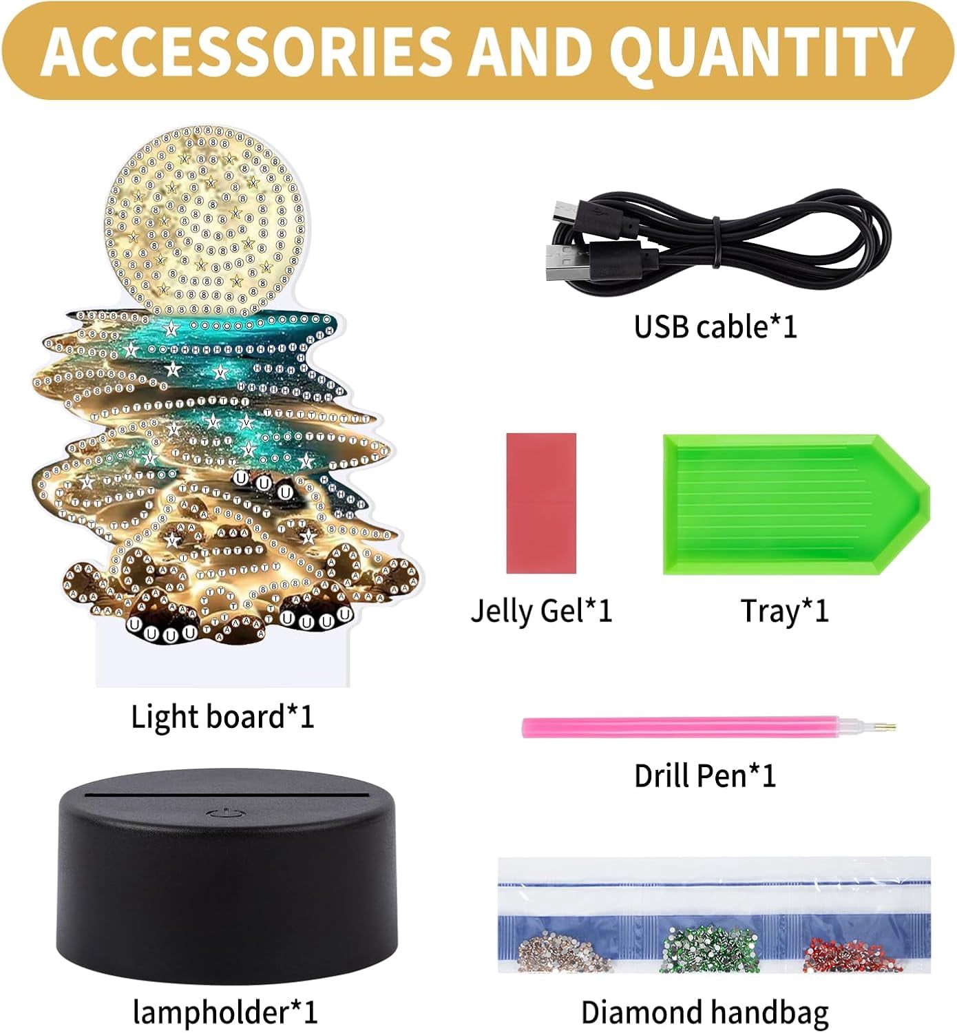 Moonlight Beach Diamond Painting Night Light, Touch Lamp Desktop Ornament for Adults Beginners, Bedroom Living Room Decor