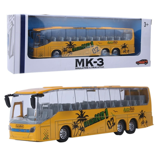 1:50 Simulación Autobús de Tránsito Modelo Juguete Aleación Autobús de Remolque Juguete con Luz y Música para Niños (Amarillo)