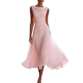 thumbnail image 2 of QUNYINEY Sleeveless Women's Dresses for Wedding Guest Long Elegant Flowy Pink A Line Dress with Pockets Ruched Crew Neck Slim Fit Dresses, 2 of 5