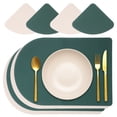 thumbnail image 1 of Juego de 4 manteles y posavasos Uxcell, manteles de mesa de cuero PU de doble cara, lavables y resistentes al calor (Verde Oscuro/Beige), 1 of 7
