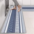 thumbnail image 2 of Kitchen Rugs Sets Of 2,Blue and White Geometric Striped Pattern Anti Fatigue Kitchen Mat Rugs Non Slip Washable,Decorative Kitchen Floor Mats for Kitchen,Sink,Laundry,17"X47", 2 of 5