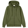 thumbnail image 2 of Hsovts Men Oversized Zip Up Hoodie Long Sleeve Full Zip Solid Color Plain Hooded Sweatshirt With Pockets Casual Daily Jacket Green M, 2 of 5