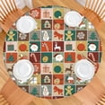 thumbnail image 2 of Multicolor Christmas Pattern Round Fitted Tablecloth with Elastic Edge,Dining Table Cover Waterproof,Outdoor Round Tablecloth for Camping,Dining,Indoor and Outdoor, 2 of 7