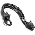 thumbnail image 1 of Pulsera de cadena de eslabones Franco con cabeza de lobo de acero inoxidable para hombre con cierre de anillo de resorte de 8,7 pulgadas, acero inoxidable Sincero Electrónica, 1 of 4