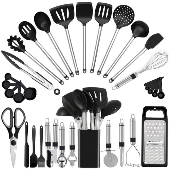 33 Pcs Kitchen Utensil Set,Silicone Cooking Utensils, Kitchen Gadgets & Spoons For Nonstick Cookware, Silicone Accessories