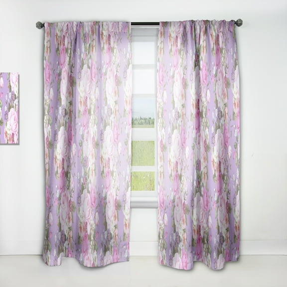 Designart Mid-Century Purple Abstract Country Rod Pocket Sheer Curtains, 52" x 120"