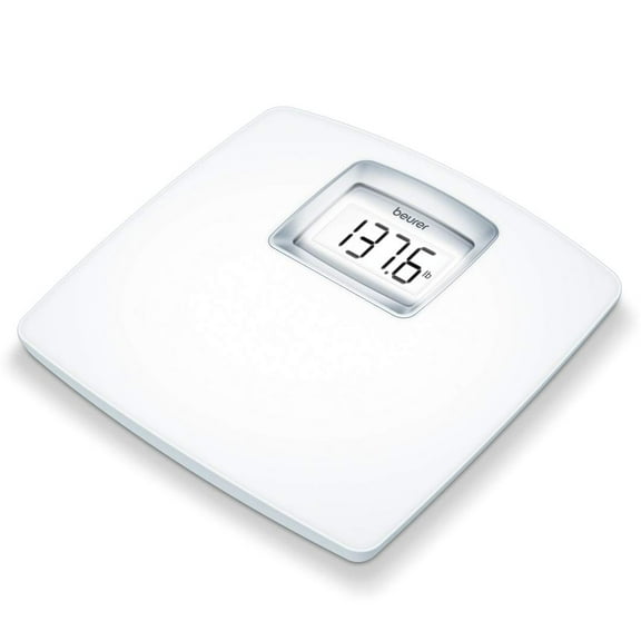 Báscula digital de baño Beurer PS25 para medir el peso corporal: capacidad de 181 kg, autocalibración, pantalla retroiluminada XL, vidrio, precisión y exactitud.