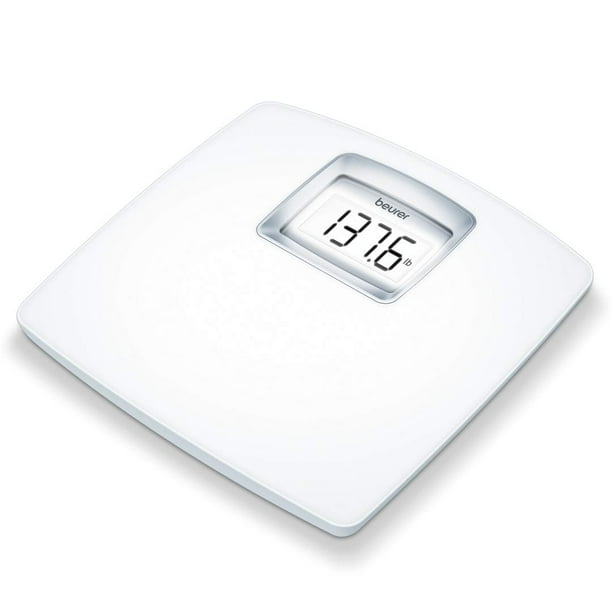 Báscula digital de baño Beurer PS25 para medir el peso corporal: capacidad de 181 kg, autocalibración, pantalla retroiluminada XL, vidrio, precisión y exactitud.