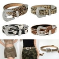 thumbnail image 2 of lixuesong Glittered Belt Jeans Waistband Punk Rivets Studded Belt Cow Pattern Waistband for Street Player Club Party Wear, 2 of 3