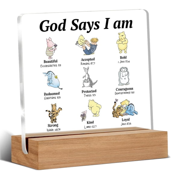 Letrero decorativo Oqtumes Pooh Bear de acrílico transparente con soporte