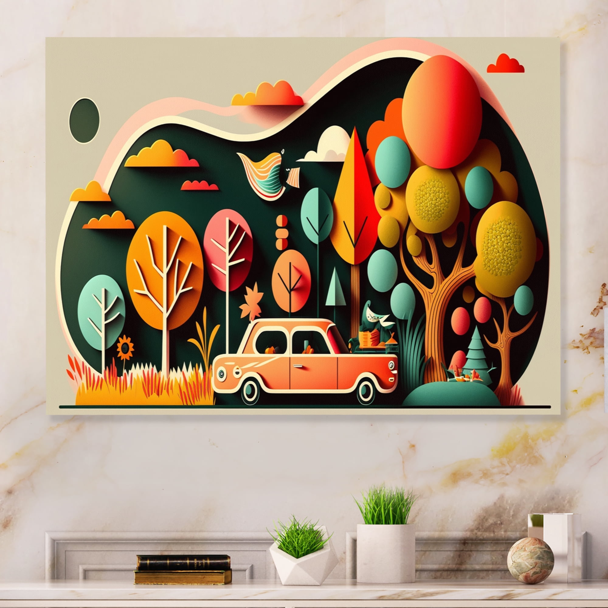 Designart Futuristic Cityscape With Trees II Canvas Wall Art