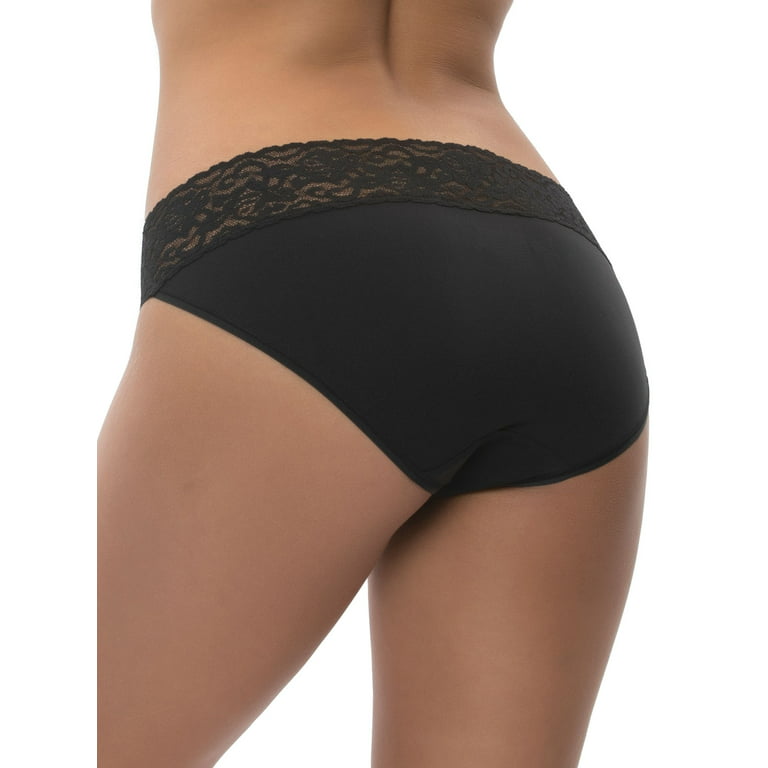 Womens Underwear Lace Trim Bikini Panty Black XXXL
