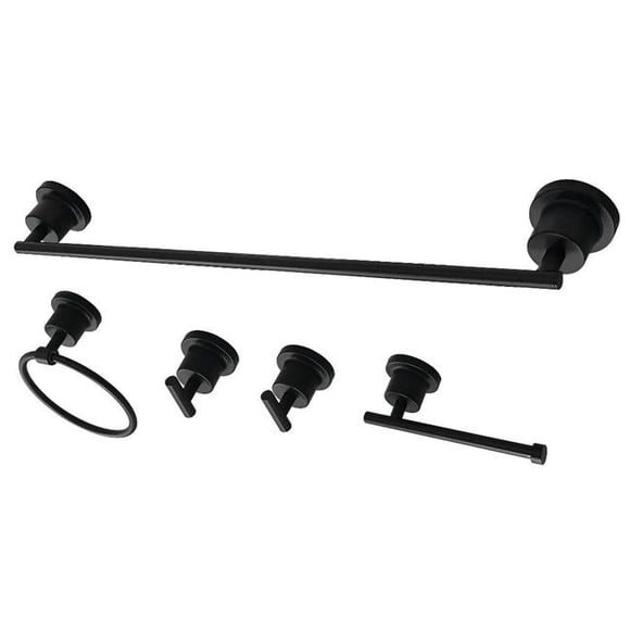 Modern Concord 5 Piece Bathroom Accessory Set, Matte Black