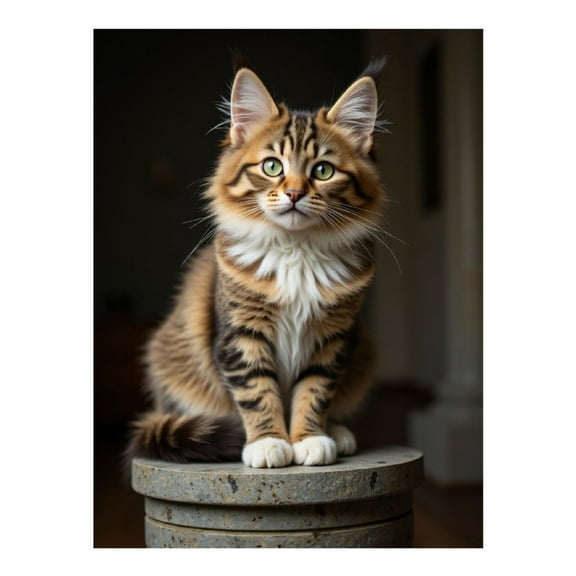 Diamond Art Kits for Adults, Tabby Cat Sitting Stone Table 5D Diamond Painting Kits for Adults Beginners, DIY Full Drill Diamond Painting, Gem Art and Crafts 12x16