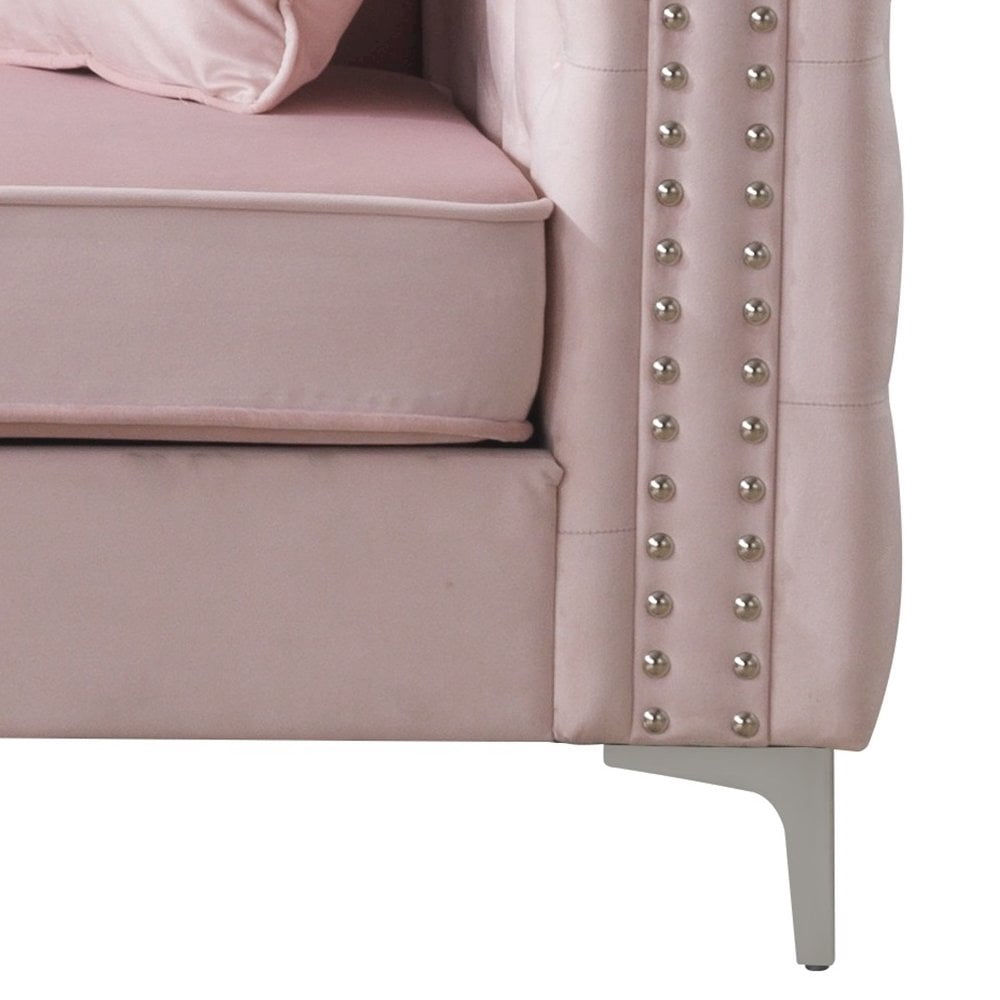 Glory Furniture Paige Sofa Chaise in Pink Color