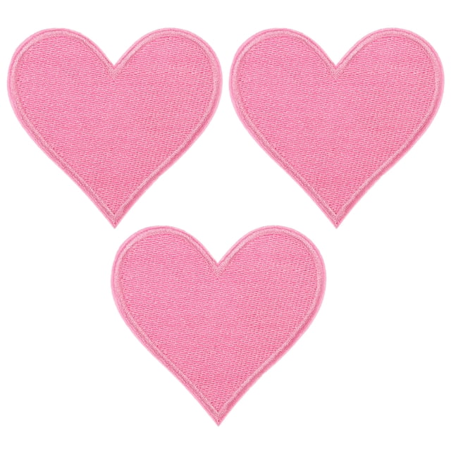 Parche de hierro en forma de corazón Uxcell para ropa, regalos de embalaje, textiles para el hogar, rosa claro, 3 piezas