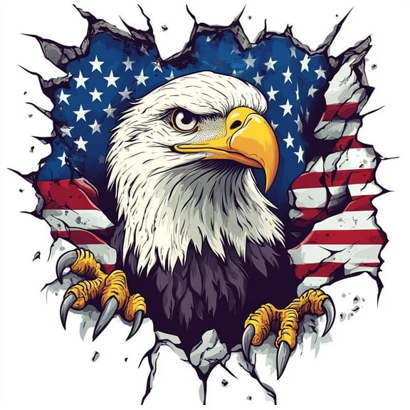 Peeking American Flag Eagle Car Decal. Patriotic Sticker for Car Bumper, Window, Trunk, Laptop Etc. Perfect for Veterans, Military Supporters, and Proud Americans. USA  flag Eagle sticker auto deco