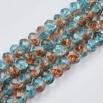 U8MO 20 Rondelle Beads Glass Teal Amber Faceted 8x4mm Jewelry Supplies Abacus