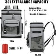 thumbnail image 4 of Garvee Mochila Refrigeradora con Aislamiento Impermeable de 30 Litros, a Prueba de Fugas, 12,2 x 7,9 x 17,7", Gris, 4 of 7