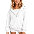 thumbnail image 3 of YOUYEDIAN Half Zip up Hoodies for Teen Girls Casual Fleece Hooded Sweatshirt Fall Winter Long Sleeve Hoodie, 3 of 4