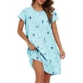 thumbnail image 3 of American Trends Womens Cotton Nightgowns Cartoon Printed Night Shirt Casual Pajamas Long Sleep Dress, 3 of 8