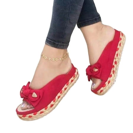 

Woman Summer Fashion Outdoor Bow Thick-soled Slippers