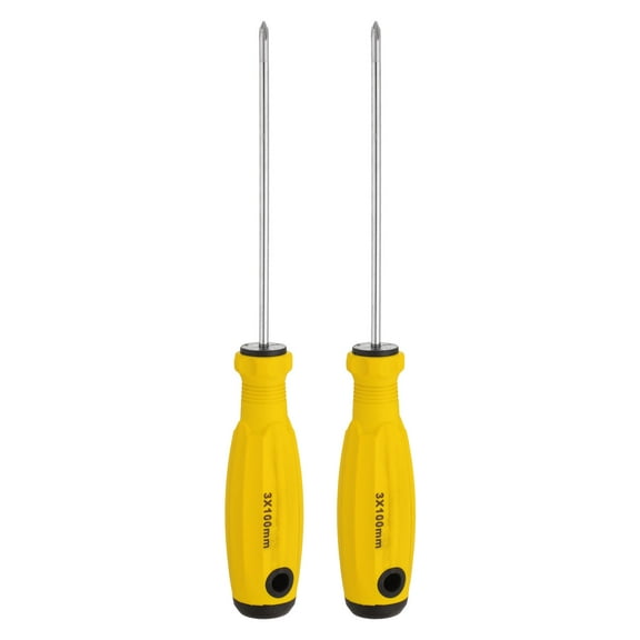 Uxcell 2pcs PH2 Phillips Screwdriver #2 7.3" Magnetic Screwdriver CR-V with Ergonomic Handle for Repairing, Yellow