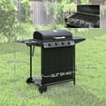 thumbnail image 3 of Outsunny 4+1 Burner Propane Gas BBQ Grill, Portable Gas Grill, Black, 3 of 10
