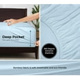 thumbnail image 3 of Royale Linen Bamboo Fitted Sheet King Only - Cooling King Size Fitted Sheets For Bed - Deep Pocket Up to 16" - Organic Viscose Derived from Bamboo - Soft Silky Bottom Sheet (78x80 Inch, Lake Blue), 3 of 9