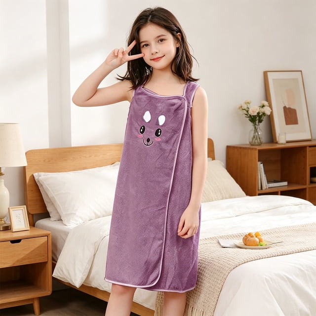 1 Children's Bath Towel/bathrobe Wearable Children's Bathrobe Cute Bunny Ear Bathrobe Beach Pool Towel Absorbent And Soft Bath TowelCute Candy Color Pool Beach